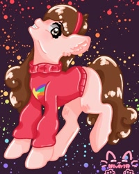 Size: 768x960 | Tagged: safe, artist:niveria25, earth pony, pony, clothes, female, gravity falls, mabel pines, male, ponified, solo