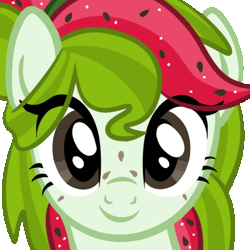 Size: 548x548 | Tagged: safe, artist:sjart117, oc, oc only, oc:watermelana, pony, animated, bedroom eyes, blinking, bust, female, freckles, gif, looking at you, mare, portrait, simple background, smiling, solo, transparent background