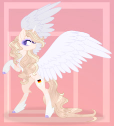 Size: 800x877 | Tagged: safe, artist:existencecosmos188, oc, oc only, oc:lisa, alicorn, pony, abstract background, alicorn oc, eyelashes, feathered fetlocks, female, horn, makeup, mare, rearing, wings