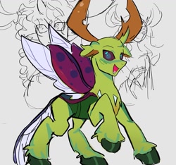 Size: 1513x1414 | Tagged: safe, artist:darkzombiez, thorax, changedling, changeling, g4, changeling king, happy, king thorax, male, open mouth, open smile, smiling, solo, spread wings, wings