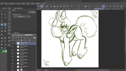 Size: 1920x1080 | Tagged: safe, artist:voxtra, oc, oc only, pegasus, pony, beanie, big ears, clip studio paint, fluffy, glasses, hat, lidded eyes, no gender, screenshots, short hair, sketch, solo, wings, wip