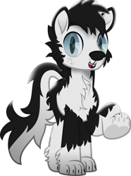 Size: 905x1216 | Tagged: safe, artist:php178, oc, dog, dog pony, hengstwolf, husky, hybrid, original species, pony, werewolf, wolf, wolf pony, g4, my little pony: rainbow roadtrip, .svg available, :d, alternate universe, black and white, black and white tail, black mane, blake connors, blue eyes, bushy tail, cheek fluff, chest fluff, chin fluff, claws, colored pupils, cute, cute little fangs, cute smile, dog nose, ear fluff, face fluff, facial freckles, fanart, fangs, freckles, fur, grayscale, happy, highlights, hoof heart, leg fluff, looking at you, male, monochrome, movie accurate, neck fluff, open mouth, open smile, paw pads, paw prints, pawkinesis, paws, ponified, race swap, shading, sharp teeth, simple background, slit pupils, smiling, smiling at you, solo, species swap, stallion, stallion oc, svg, tail, teeth, transparent background, two toned tail, underhoof, vector, webkinz, youtube