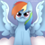 Size: 2000x2000 | Tagged: safe, artist:kaifurry, rainbow dash, pegasus, pony, g4, 2023, high res, large wings, solo, spread wings, wings