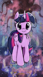 Size: 997x1773 | Tagged: safe, color edit, edit, twilight sparkle, alicorn, pony, g4, my little pony: the manga, colored, cutie map, golden oaks chandelier, solo, twilight sparkle (alicorn), twilight's castle, wallpaper