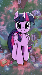 Size: 1215x2160 | Tagged: safe, alternate version, color edit, edit, twilight sparkle, alicorn, pony, g4, my little pony: the manga, colored, golden oaks library, solo, twilight sparkle (alicorn), wallpaper
