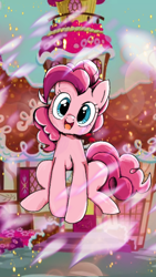Size: 720x1280 | Tagged: safe, alternate version, color edit, edit, pinkie pie, earth pony, pony, g4, my little pony: the manga, colored, solo, sugarcube corner, wallpaper