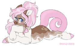 Size: 1300x807 | Tagged: safe, artist:dozyarts, oc, oc only, oc:poor baby, earth pony, pony, female, lying down, mare, prone, simple background, solo, white background