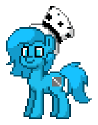 Size: 204x260 | Tagged: safe, oc, oc only, oc:lisa, earth pony, pony, pony town, animated, blue eyes, blue pony, cutie mark, earth pony oc, female, gif, hat, pixel art, simple background, solo, transparent background