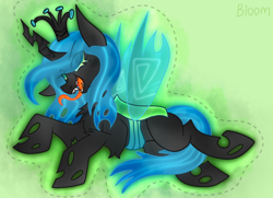 Size: 900x650 | Tagged: safe, artist:bloommoonbeam, queen chrysalis, changeling, g4, tongue out