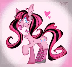 Size: 1428x1317 | Tagged: safe, artist:bloommoonbeam, pinkie pie, earth pony, pony, g4, draculaura, heart, monster high, tongue out