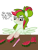 Size: 1768x2357 | Tagged: safe, artist:sjart117, oc, oc only, oc:watermelana, pegasus, pony, blushing, eyebrows, female, food, freckles, fruit, frustrated, gradient hooves, knife, mare, pegasus oc, raised eyebrow, simple background, solo, speech, speech bubble, spread wings, table, talking, transparent background, watermelon, wings