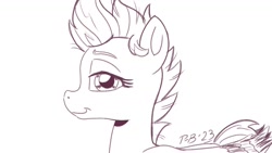 Size: 1200x675 | Tagged: safe, artist:pony-berserker, zipp storm, pegasus, pony, pony-berserker's twitter sketches, pony-berserker's twitter sketches (2023), g5, female, looking at you, mare, profile picture, sketch, solo