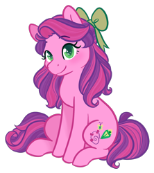 Size: 1280x1439 | Tagged: source needed, safe, artist:howdyhorsey, skywishes, earth pony, pony, bow, female, hair bow, mare, simple background, sitting, solo, transparent background