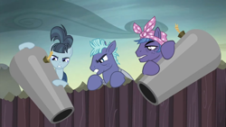 Size: 1920x1080 | Tagged: safe, screencap, hacksaw mccolt, locknut mccolt, rosy riveter, earth pony, pony, g4, season 5, the hooffields and mccolts, 1080p, angry, cannon, female, male, mare, mccolt family, stallion, trio