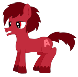 Size: 1100x1084 | Tagged: safe, artist:dexteranddeedee02, part of a set, earth pony, pony, a, alphabet lore, gritted teeth, male, ponified, simple background, solo, species swap, stallion, teeth, transparent background, unshorn fetlocks