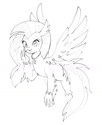 Size: 1303x1593 | Tagged: safe, artist:plusplus_pony, silverstream, hippogriff, g4, cute, diastreamies, female, simple background, sketch, solo, spread wings, white background, wings