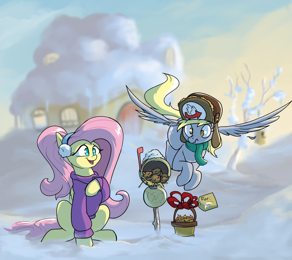  3037072 Safe Artist rocket lawnchair Derpy Hooves Fluttershy 