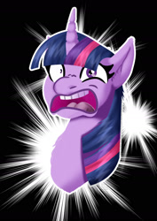 Size: 1280x1809 | Tagged: safe, artist:grumpygriffcreation, twilight sparkle, pony, g4, black background, faic, freakout, simple background, solo