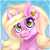 Size: 2000x2000 | Tagged: safe, artist:kwiateko, oc, oc only, pony, unicorn, chibi, commission, cute, ear piercing, earring, high res, horn, icon, jewelry, piercing, pink, rainbow eyes, simple background, smiling, solo, unicorn oc, yellow mane