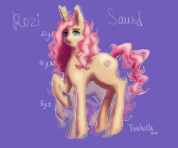 Size: 4800x4000 | Tagged: safe, artist:twivela, part of a set, oc, oc only, oc:rozi saund, pony, unicorn, age progression, eyebrows, female, mare, older, simple background, solo