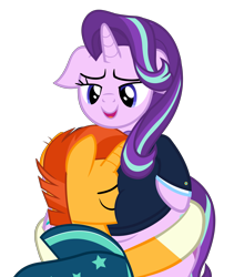 Size: 4799x5675 | Tagged: safe, artist:mlpmvguy, starlight glimmer, sunburst, pony, unicorn, absurd resolution, belly, bipedal, bottom heavy, bowtie, butthug, chubby, chubby glimmer, cloak, clothes, cute, eyes closed, female, floppy ears, glimmerbetes, hug, lidded eyes, male, mare, open mouth, plump, shipping, simple background, smiling, squishy, squishy belly, stallion, starburst, straight, suit, sunburst's cloak, transparent background, vector, wide hips