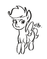 Size: 250x313 | Tagged: safe, artist:dubudrops, scootaloo, g4, signature, simple background, sketch, solo, white background