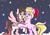 Size: 2681x1890 | Tagged: safe, artist:redpalette, oc, oc only, oc:arwencuack, oc:chuckles, earth pony, pegasus, pony, christmas, hat, holiday, pegasus oc, santa hat, snow, snowfall, solo