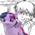 Size: 400x400 | Tagged: safe, artist:bloommoonbeam, edit, twilight sparkle, alicorn, human, g4, anime, avi, build-a-bear, chainsaw man, denji, eating, manga, plushie, twilight sparkle (alicorn)