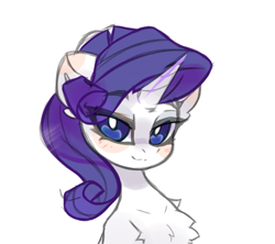 Size: 3786x3365 | Tagged: safe, artist:jfrxd, rarity, pony, unicorn, g4, blushing, bust, chest fluff, eye clipping through hair, high res, portrait, simple background, solo, white background