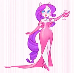 Size: 1784x1744 | Tagged: safe, artist:shugrcube, rarity, unicorn, anthro, plantigrade anthro, g4, abstract background, alcohol, bracelet, breasts, busty rarity, clothes, curvy, dress, evening gloves, female, glass, gloves, high heels, hourglass figure, jewelry, long gloves, mare, necklace, open mouth, open smile, shoes, smiling, solo, wide hips, wine, wine glass
