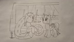 Size: 4032x2268 | Tagged: safe, artist:parclytaxel, oc, oc only, oc:parcly taxel, alicorn, lamia, original species, pony, ain't never had friends like us, albumin flask, parcly taxel in japan, alicorn oc, blushing, bus, female, horn, japan, lineart, mare, monochrome, nagaden, nagano, one eye closed, open mouth, pencil drawing, pun, smiling, story included, traditional art, wings, wink