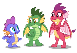 Size: 4282x2965 | Tagged: safe, artist:aleximusprime, oc, oc only, oc:barb the dragon, oc:scorch the dragon, oc:singe the dragon, dragon, flurry heart's story, brother and sister, brothers, dragon oc, dragoness, female, kids, male, non-pony oc, siblings, simple background, spike's brother, spike's family, spike's sister, spikes, teenaged dragon, transparent background, wings