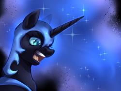 Size: 1600x1200 | Tagged: safe, artist:renka2802, nightmare moon, alicorn, pony, g4, bust, digital art, portrait, solo