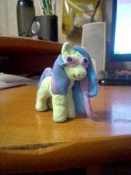 Size: 960x1280 | Tagged: safe, artist:taika403, oc, oc only, oc:dangling flask, pony, irl, photo, plasticine, solo, table