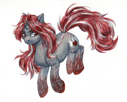 Size: 1794x1433 | Tagged: safe, artist:tigra0118, oc, oc only, earth pony, pony, earth pony oc, scar, simple background, solo, traditional art, white background