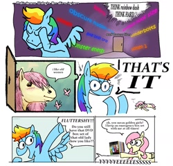 Size: 2412x2303 | Tagged: safe, artist:punkittdev, part of a set, fluttershy, rainbow dash, pony, g4, comic, duo, high res, hoers, horsecomix, implied applejack, implied lesbian, the golden girls