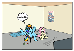 Size: 2152x1488 | Tagged: safe, artist:punkittdev, part of a set, fluttershy, rainbow dash, pony, g4, comic, dorothy zbornak, duo, food, horsecomix, ketchup, sauce, television, the golden girls, thought bubble