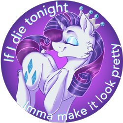 Size: 4951x4951 | Tagged: safe, artist:dankpegasista, rarity, pony, unicorn, g4, butt, button, caption, cheek fluff, circle background, crown, digital art, ear fluff, eyebrows, eyes closed, eyeshadow, font, gemstones, happy, highlights, image macro, jewelry, lineart, makeup, plot, raised hoof, raised tail, regalia, shading, shiny mane, side view, simple background, smiling, solo, tail, text, transparent background
