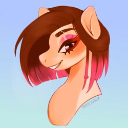 Size: 2560x2560 | Tagged: artist needed, source needed, useless source url, safe, oc, oc only, oc:naga, earth pony, pony, bust, earth pony oc, gradient background, high res, portrait, solo
