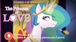 Size: 1000x556 | Tagged: safe, artist:lummh, artist:maren, princess celestia, alicorn, pony, comic:the princess of love, g4, advertisement, comic, eating, glowing, glowing horn, horn, magic, magic aura, patreon, patreon exclusive, patreon preview, telekinesis