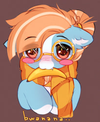 Size: 1280x1564 | Tagged: safe, artist:astralblues, oc, oc only, oc:solstice breeze, pony, banana, clothes, female, food, glasses, mare, scarf, solo