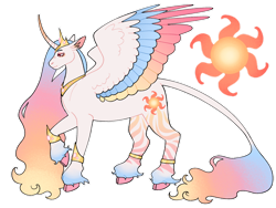 Size: 1280x960 | Tagged: safe, artist:s0ftserve, princess celestia, pony, g4, agender, cloven hooves, colored wings, headcanon, multicolored wings, sexuality headcanon, simple background, solo, transparent background, wings