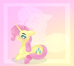 Size: 1600x1439 | Tagged: safe, artist:existencecosmos188, fluttershy, rarity, pony, unicorn, g4, female, fusion, lying down, mare, prone, zoom layer