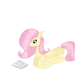 Size: 1000x1000 | Tagged: safe, artist:fluttershy_mop, fluttershy, pegasus, pony, g4, book, female, lying down, reading, simple background, solo, transparent background, wings