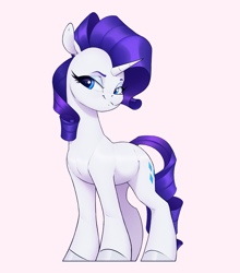 Size: 2225x2525 | Tagged: safe, artist:aquaticvibes, rarity, pony, unicorn, female, high res, mare, pink background, simple background, smiling, solo