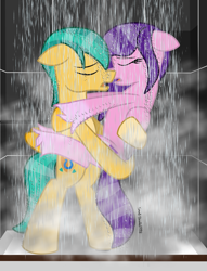 Size: 979x1280 | Tagged: safe, artist:ejlightning007arts, artist:small-brooke1998, hitch trailblazer, pipp petals, earth pony, pegasus, pony, g5, base, base used, female, implied sex, kissing, male, mare, ship:pitch, shipping, shower, stallion, straight