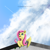 Size: 2050x2050 | Tagged: safe, artist:ziy_onyx, fluttershy, pony, g4, digital art, high res, looking up, procreate app, sky, solo