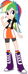 Size: 1000x2576 | Tagged: safe, artist:ajosterio, color edit, edit, rainbow dash, human, equestria girls, g4, boots, clothes, colored, eqg promo pose set, eyebrows, female, fist, human coloration, jacket, looking at you, shirt, shoes, simple background, skirt, smiling, smiling at you, socks, solo, transparent background, vest