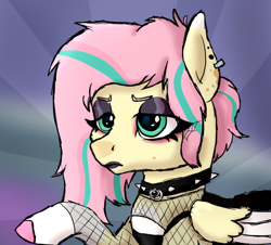 Size: 926x838 | Tagged: safe, artist:thatonefluffs, fluttershy, pegasus, pony, g4, female, fluttergoth, frown, lipstick, solo