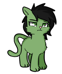 Size: 345x411 | Tagged: safe, artist:neuro, oc, oc only, oc:filly anon, cat, catified, cheek fluff, female, filly, simple background, solo, species swap, transparent background, unamused
